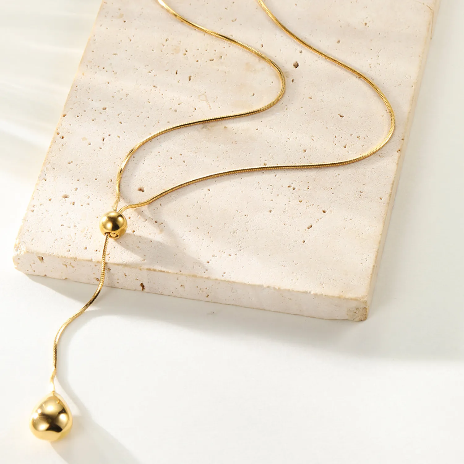 Filigrane Ketten | Lariat Necklaces | Hey Happiness Lariat Y Doppeltropfen Halskette aus Edelstahl