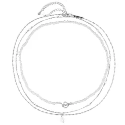 Necklace Sets | Choker Ketten | Hey Happiness Layering Ketten mit Perlen Sterlingsilber Set Silver