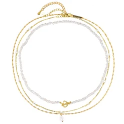 Necklace Sets | Choker Ketten | Hey Happiness Layering Ketten mit Perlen Veretes Sterlingsilber Set Gold