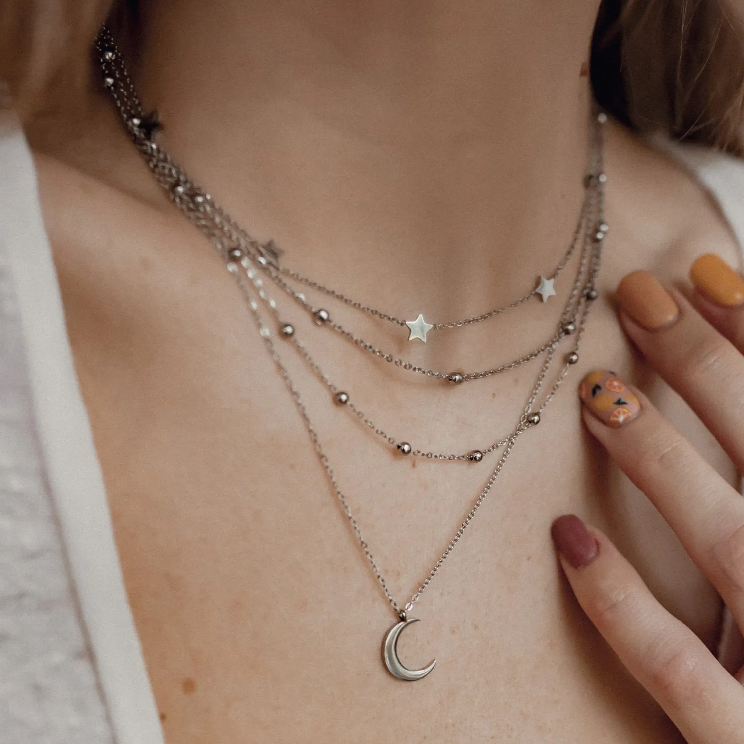 Necklace Sets | Hey Happiness Layering Ketten Sterne und Mond in Silver