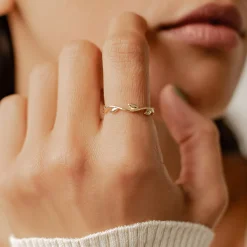 Schlichte Ringe | Hey Happiness Lorbeer Ring Sterlingsilber in Gold