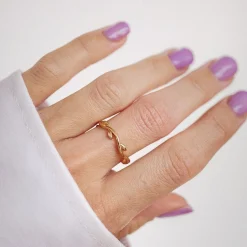 Schlichte Ringe | Hey Happiness Lorbeer Ring Sterlingsilber in Gold