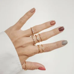 Schlichte Ringe | Hey Happiness Lorbeer Ring Sterlingsilber in Gold