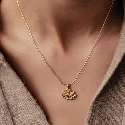 Anhänger | Filigrane Ketten | Hey Happiness Lotus Anhänger Halskette für Ausdauer aus Sterlingsilber