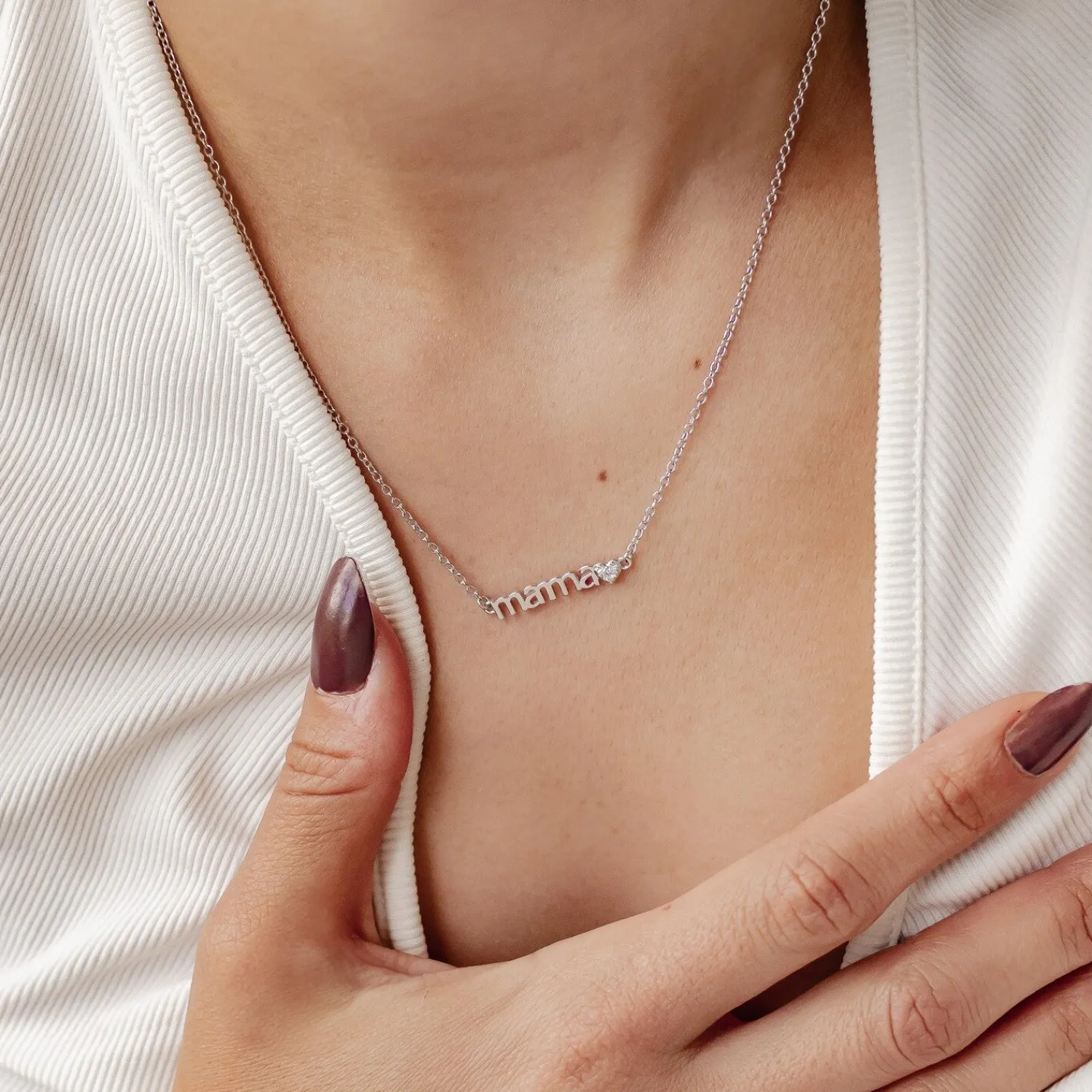 Filigrane Ketten | Hey Happiness Love Mama Halskette aus Sterlingsilber