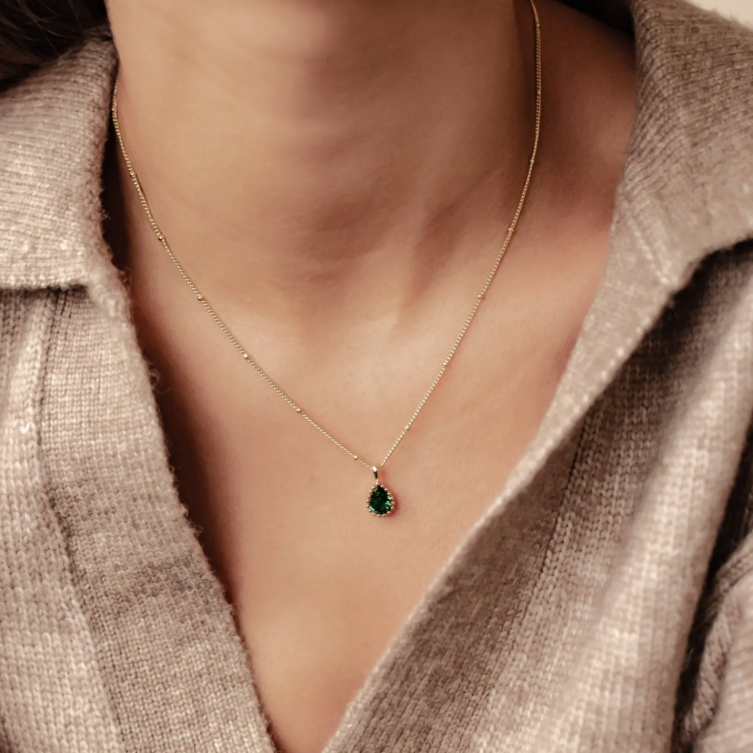 Filigrane Ketten | Hey Happiness Mai Smaragd Geburtsstein Halskette Sterlingsilber