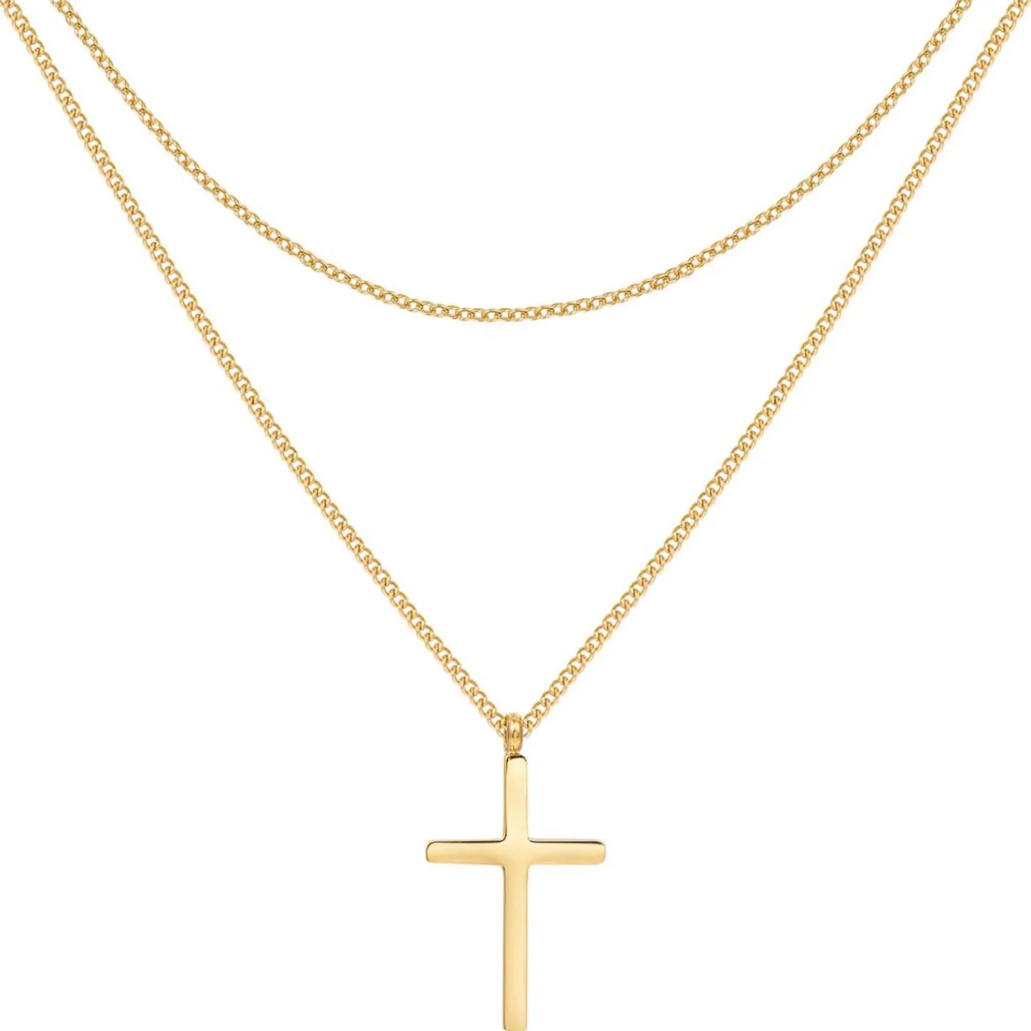 Filigrane Ketten | Hey Happiness Mehrreihige Kette Kreuz in farbe Gold