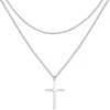 Filigrane Ketten | Hey Happiness Mehrreihige Kette Kreuz in Silberfarbe Silver