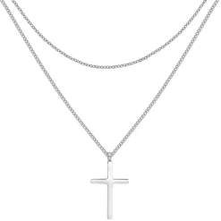 Filigrane Ketten | Hey Happiness Mehrreihige Kette Kreuz in Silberfarbe Silver