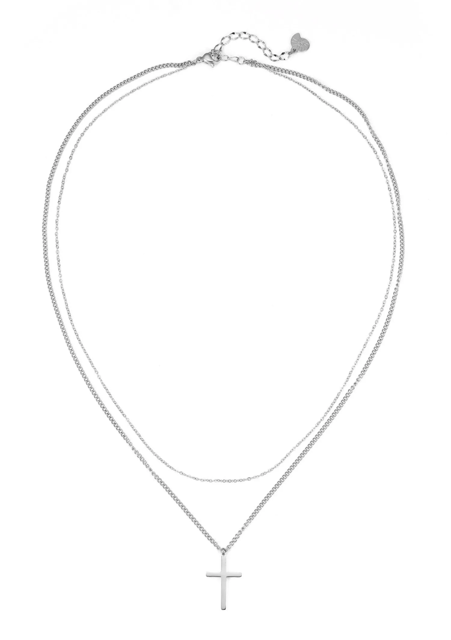 Filigrane Ketten | Hey Happiness Mehrreihige Kette Kreuz in Silberfarbe Silver