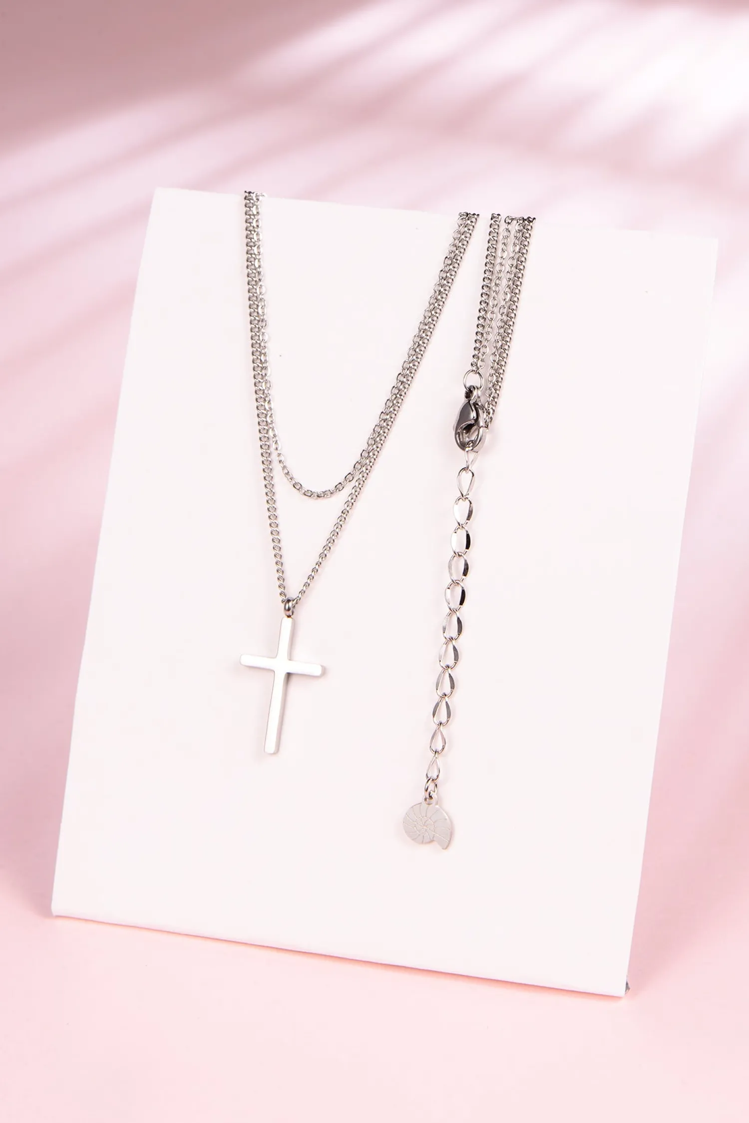 Filigrane Ketten | Hey Happiness Mehrreihige Kette Kreuz in Silberfarbe Silver
