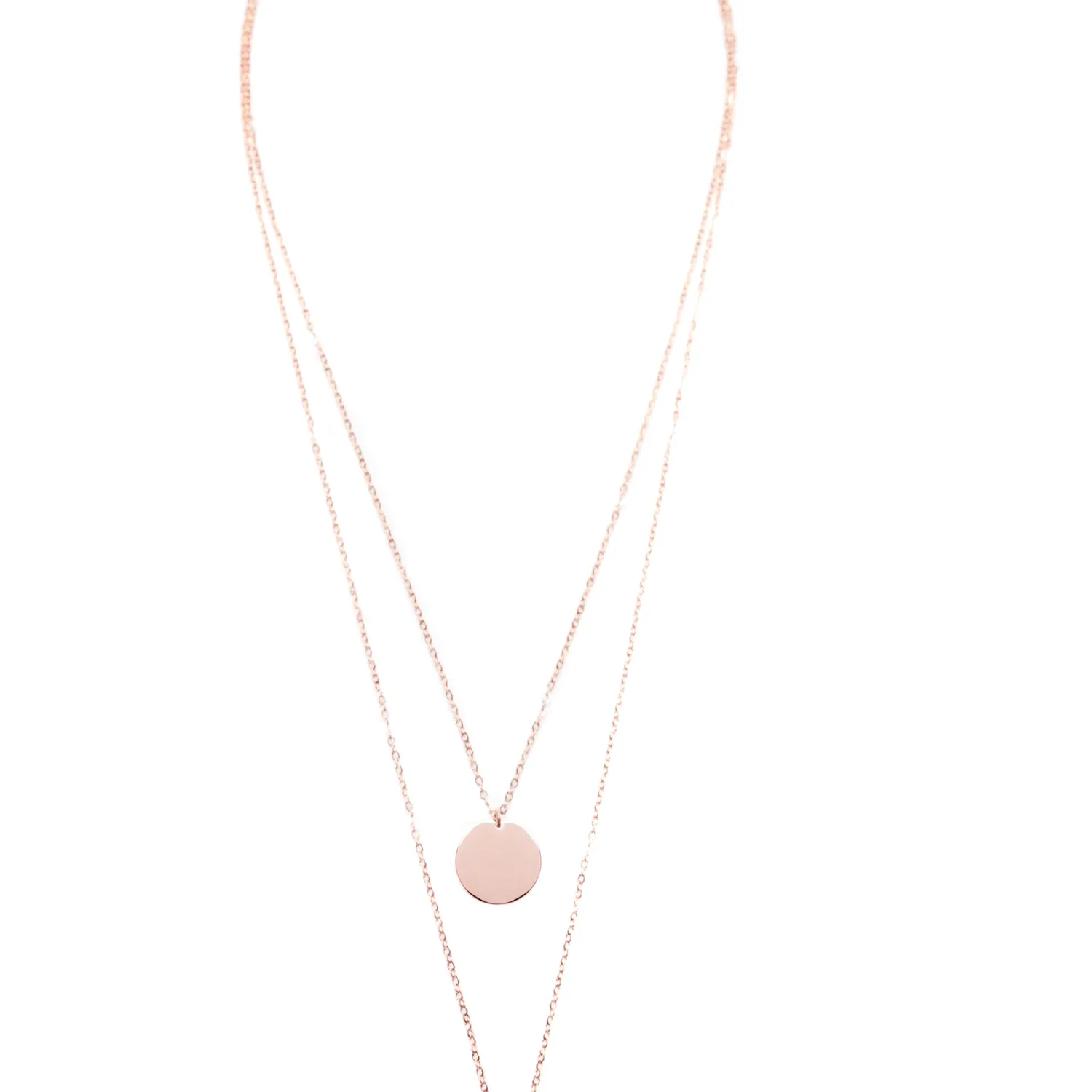 Filigrane Ketten | Hey Happiness Mehrreihige Kette mit Kreis Anhängern in Rosegold Rose Gold