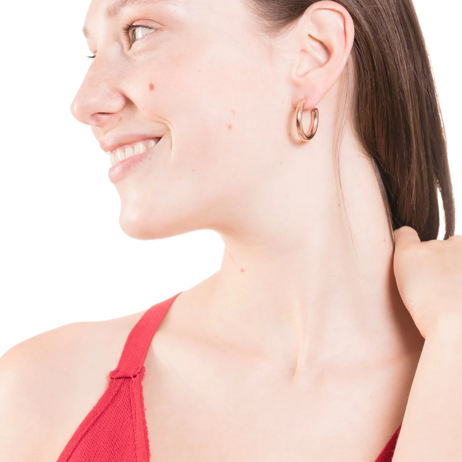 Creolen | Hey Happiness Mittelgroße Runde Creolen in Rosegold Rose Gold