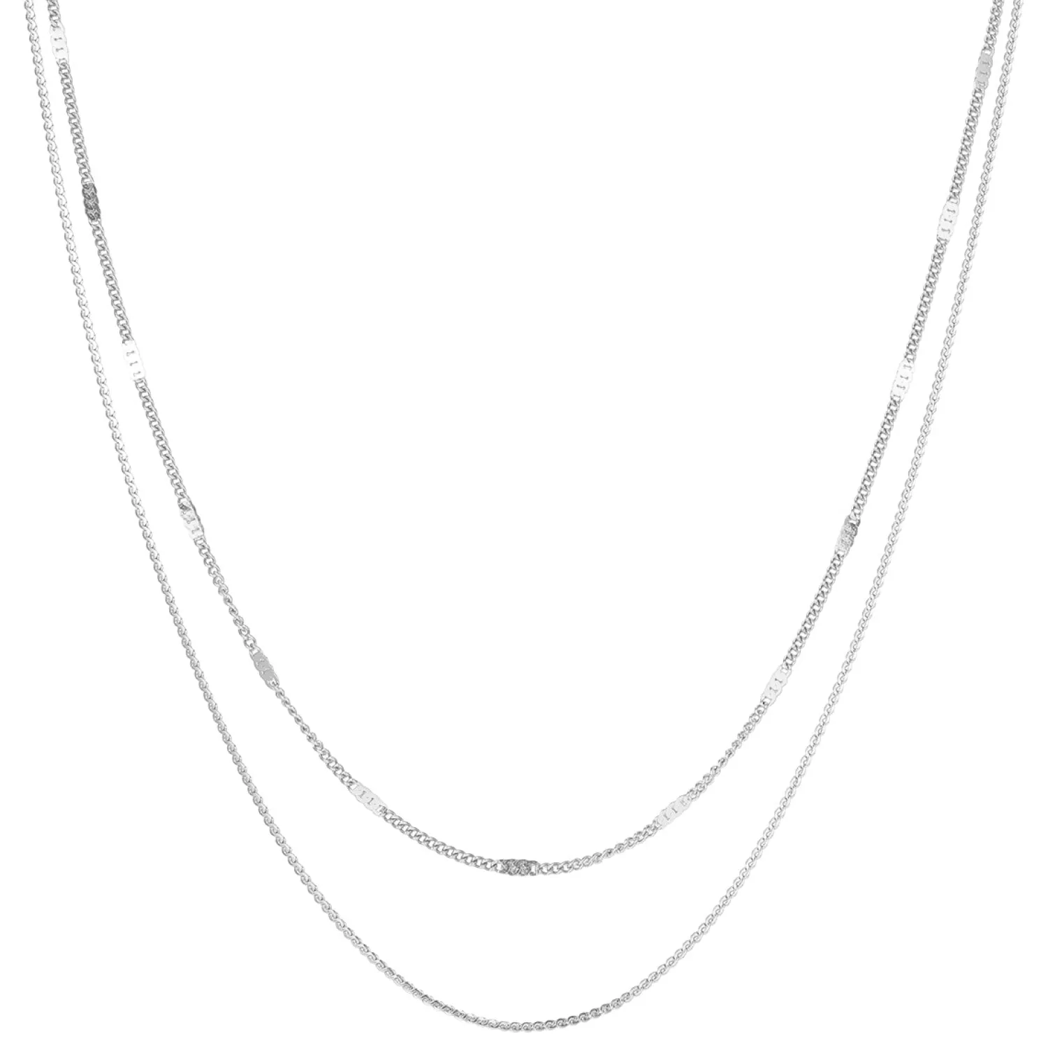 Filigrane Ketten | Hey Happiness Mix von Kabelkette und Kugelkette in Silber Silver
