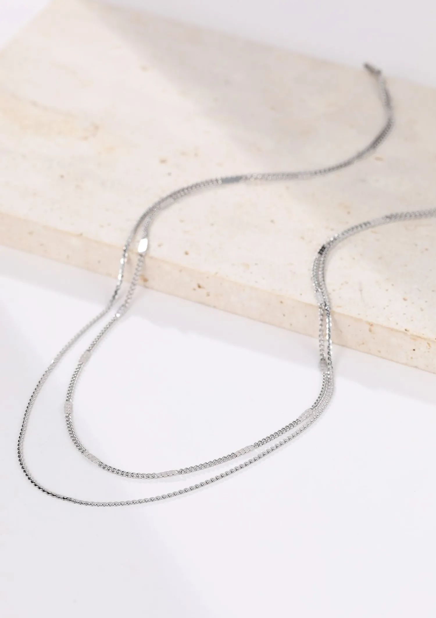Filigrane Ketten | Hey Happiness Mix von Kabelkette und Kugelkette in Silber Silver