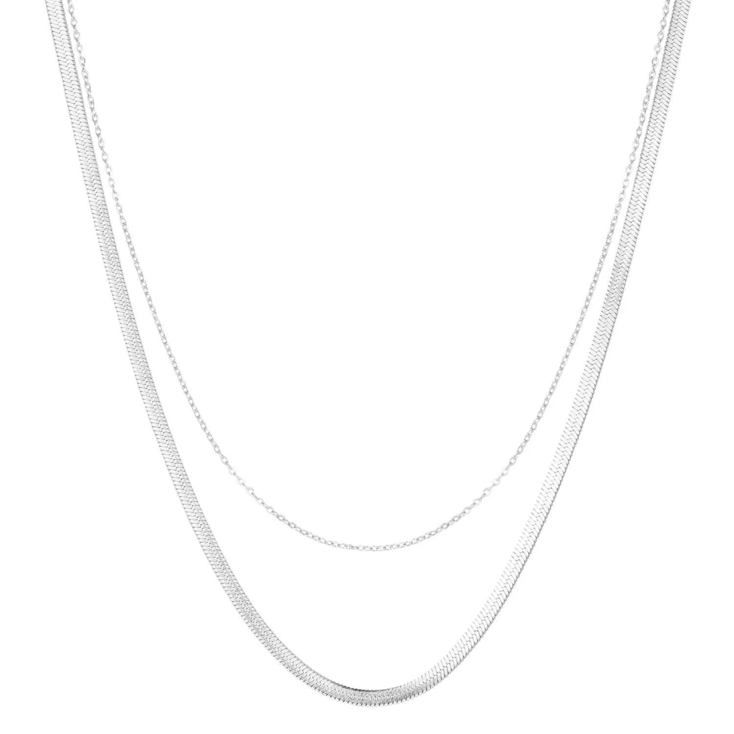 Filigrane Ketten | Hey Happiness Mix von Schlangenkette und Kabelkette in Silber Silver