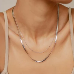 Filigrane Ketten | Hey Happiness Mix von Schlangenkette und Kabelkette in Silber Silver