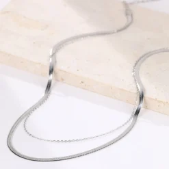 Filigrane Ketten | Hey Happiness Mix von Schlangenkette und Kabelkette in Silber Silver