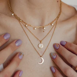 Anhänger | Hey Happiness Mond Anhänger Sterlingsilber in Gold