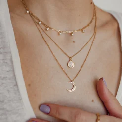 Anhänger | Hey Happiness Mond Anhänger Sterlingsilber in Gold
