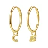 Creolen | Hey Happiness Mond und Planet Charm Creolen aus Sterlingsilber in Gold