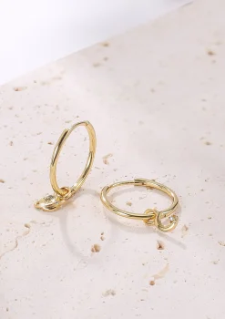 Creolen | Hey Happiness Mond und Planet Charm Creolen aus Sterlingsilber in Gold
