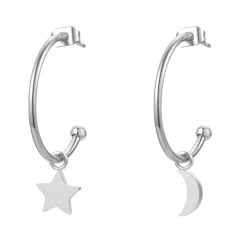 Creolen | Hey Happiness Mond und Stern Creolen in Silber Silver