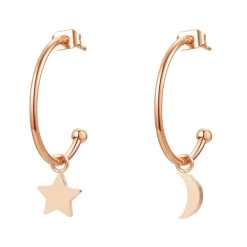 Creolen | Hey Happiness Mond und Stern Creolen in Rosegold Rose Gold