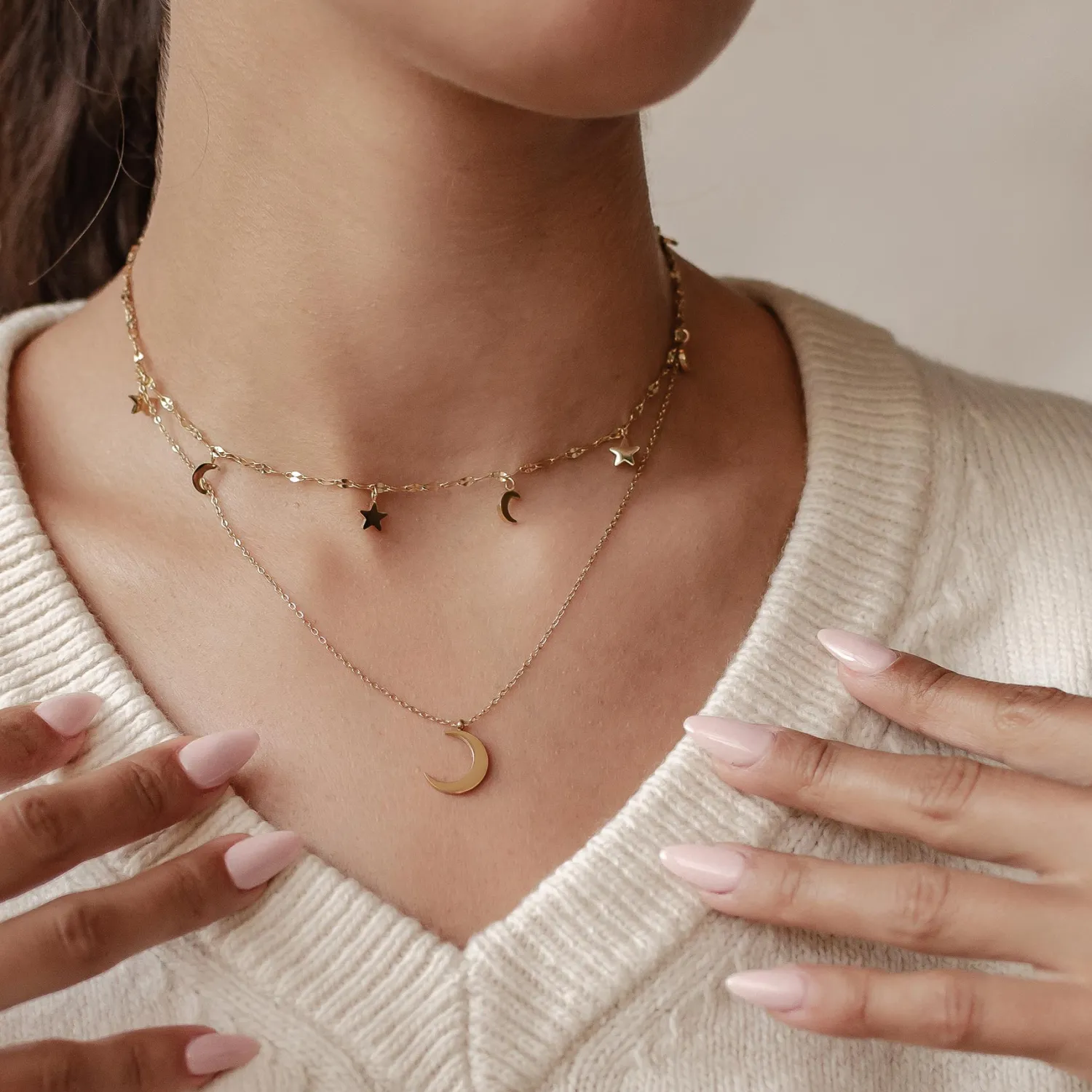 Necklace Sets | Hey Happiness Mond und Stern Schmuck Ketten-Set Wasserfest