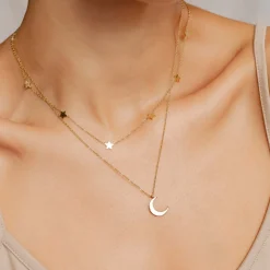 Necklace Sets | Hey Happiness Mond und Stern Schmuckset Ketten in farbe Gold