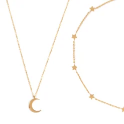 Necklace Sets | Hey Happiness Mond und Stern Schmuckset Ketten in farbe Gold