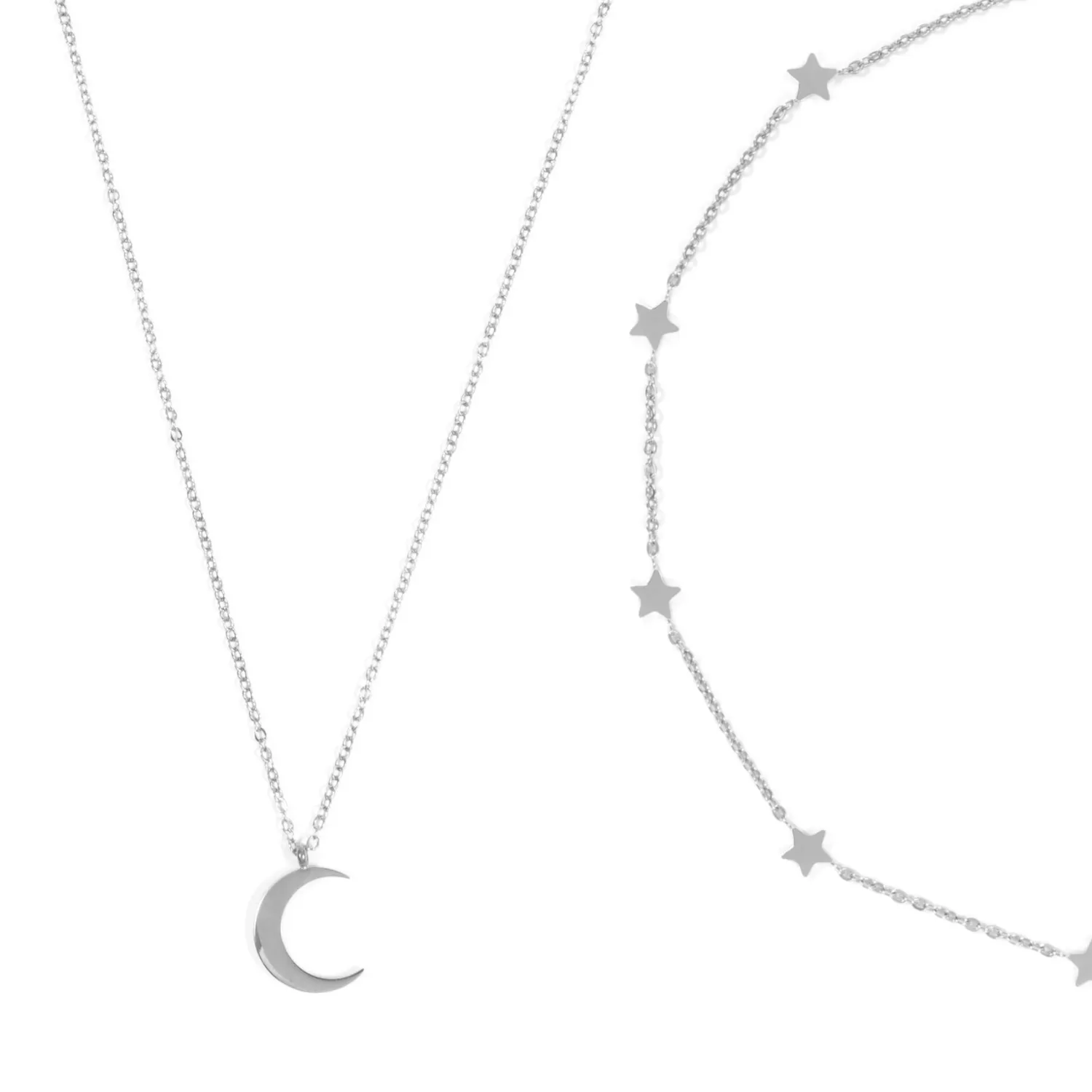 Necklace Sets | Hey Happiness Mond und Stern Schmuckset Ketten in Silberfarbe Silver