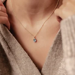 Filigrane Ketten | Hey Happiness März Aquamarin Geburtsstein Halskette Sterlingsilber