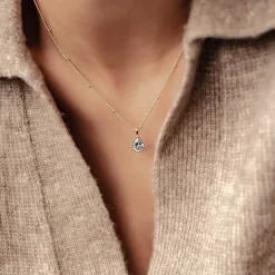 Filigrane Ketten | Hey Happiness März Aquamarin Geburtsstein Halskette Sterlingsilber