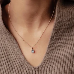 Filigrane Ketten | Hey Happiness März Aquamarin Geburtsstein Halskette Sterlingsilber