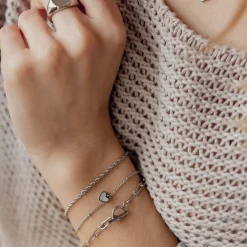 Charm Armbänder | Hey Happiness Muschelschale Herz Armband in Silberfarbe Silver