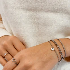 Charm Armbänder | Hey Happiness Muschelschale Herz Armband in Silberfarbe Silver