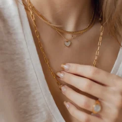 Filigrane Ketten | Hey Happiness Muschelschale Herz Kette in farbe Gold