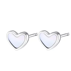 Ohrstecker | Hey Happiness Muschelschale Herz Ohrstecker in Silberfarbe Silver