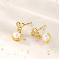 Ohrstecker | Perlenohrringe | Hey Happiness Nest Perlenohrstecker Sterlingsilber Gold