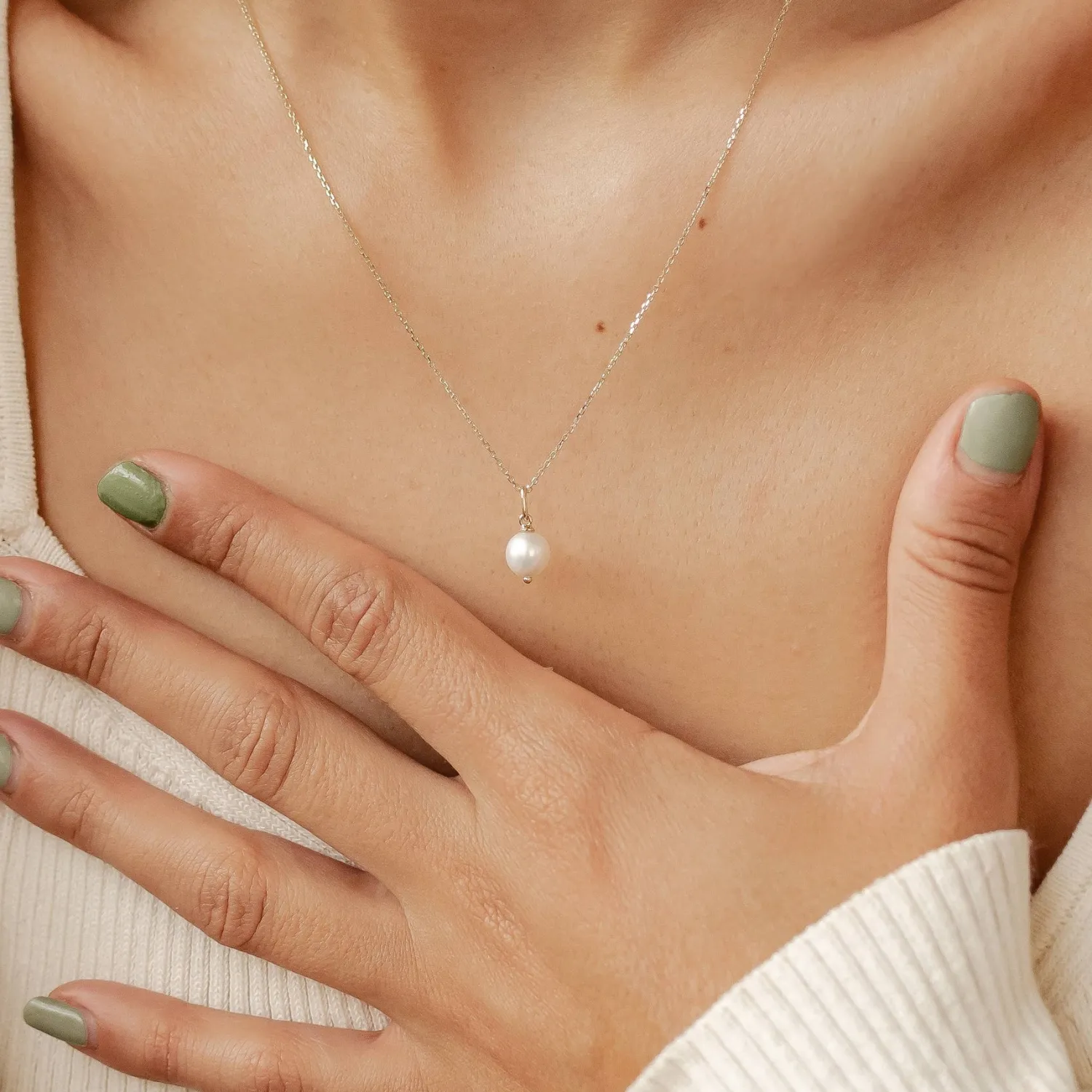 Filigrane Ketten | Hey Happiness New Beginnings Perlenanhänger Halskette 14K Gold