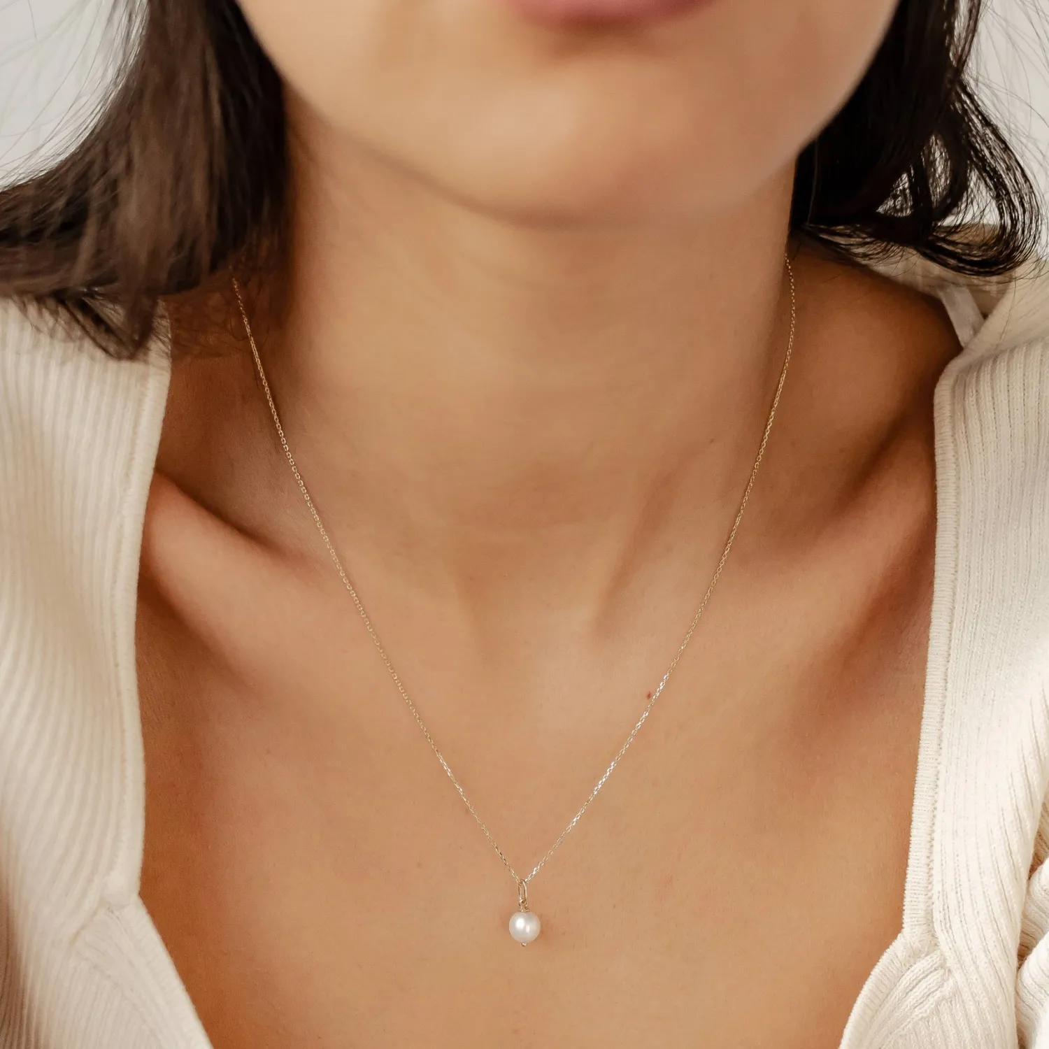 Filigrane Ketten | Hey Happiness New Beginnings Perlenanhänger Halskette 14K Gold
