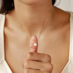 Filigrane Ketten | Hey Happiness New Beginnings Perlenanhänger Halskette 14K Gold