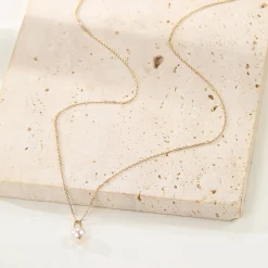 Filigrane Ketten | Hey Happiness New Beginnings Perlenanhänger Halskette 14K Gold