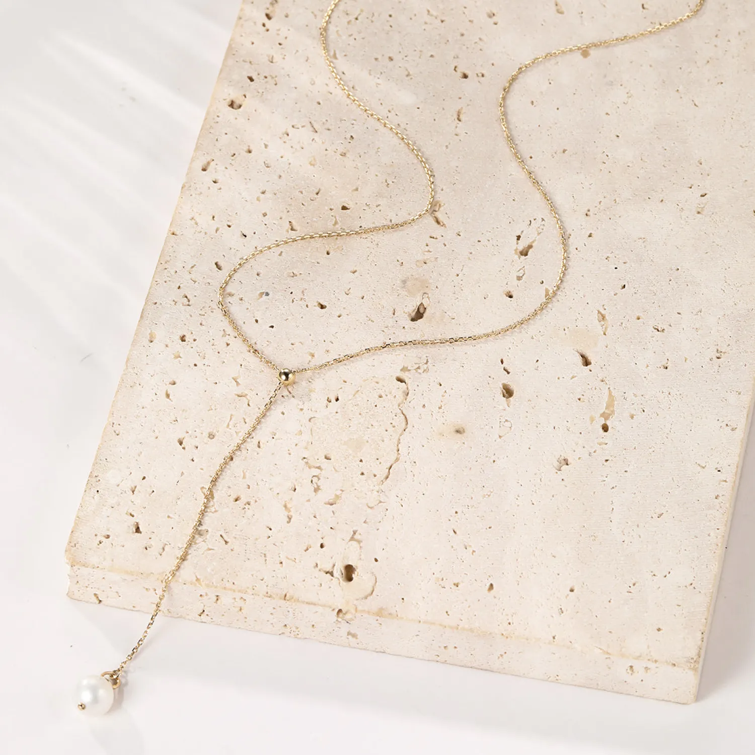 Lariat Necklaces | Filigrane Ketten | Hey Happiness New Beginnings Perlenkette 585 Gold