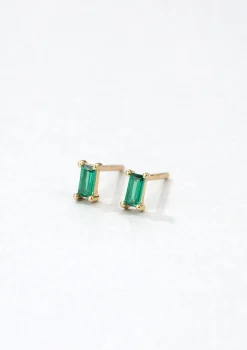 Ohrstecker | Hey Happiness Ohrstecker Baguette mit Grünen Schmucksteinen Sterlingsilber in Gold Green