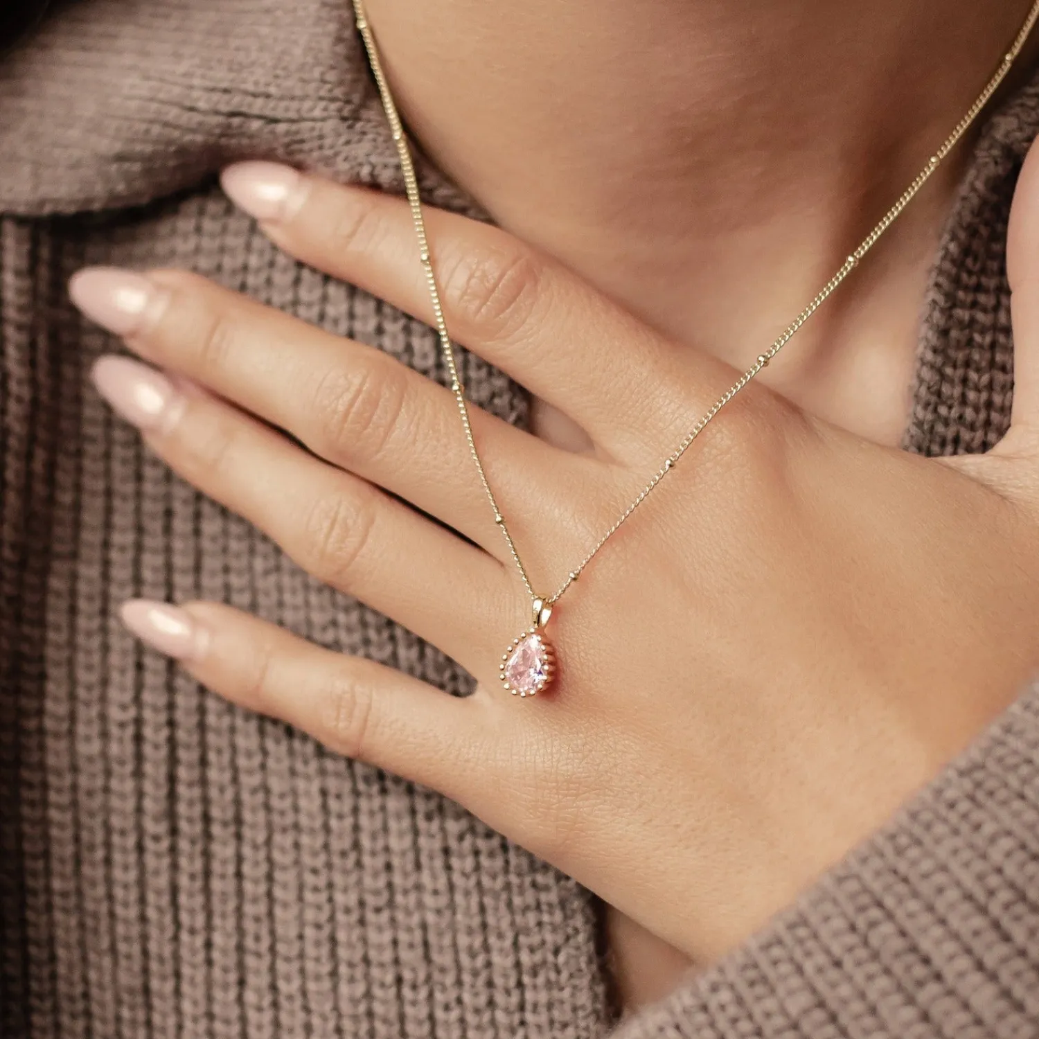 Filigrane Ketten | Hey Happiness Oktober Turmalin Geburtsstein Halskette Sterlingsilber