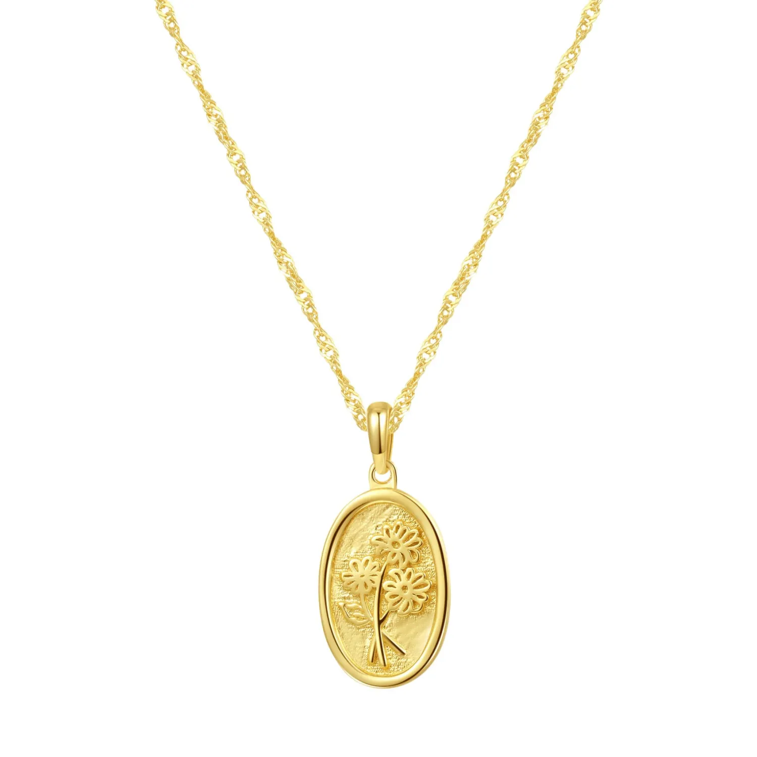 Filigrane Ketten | Hey Happiness Oval Gänseblümchen Kette Sterlingsilber in Gold
