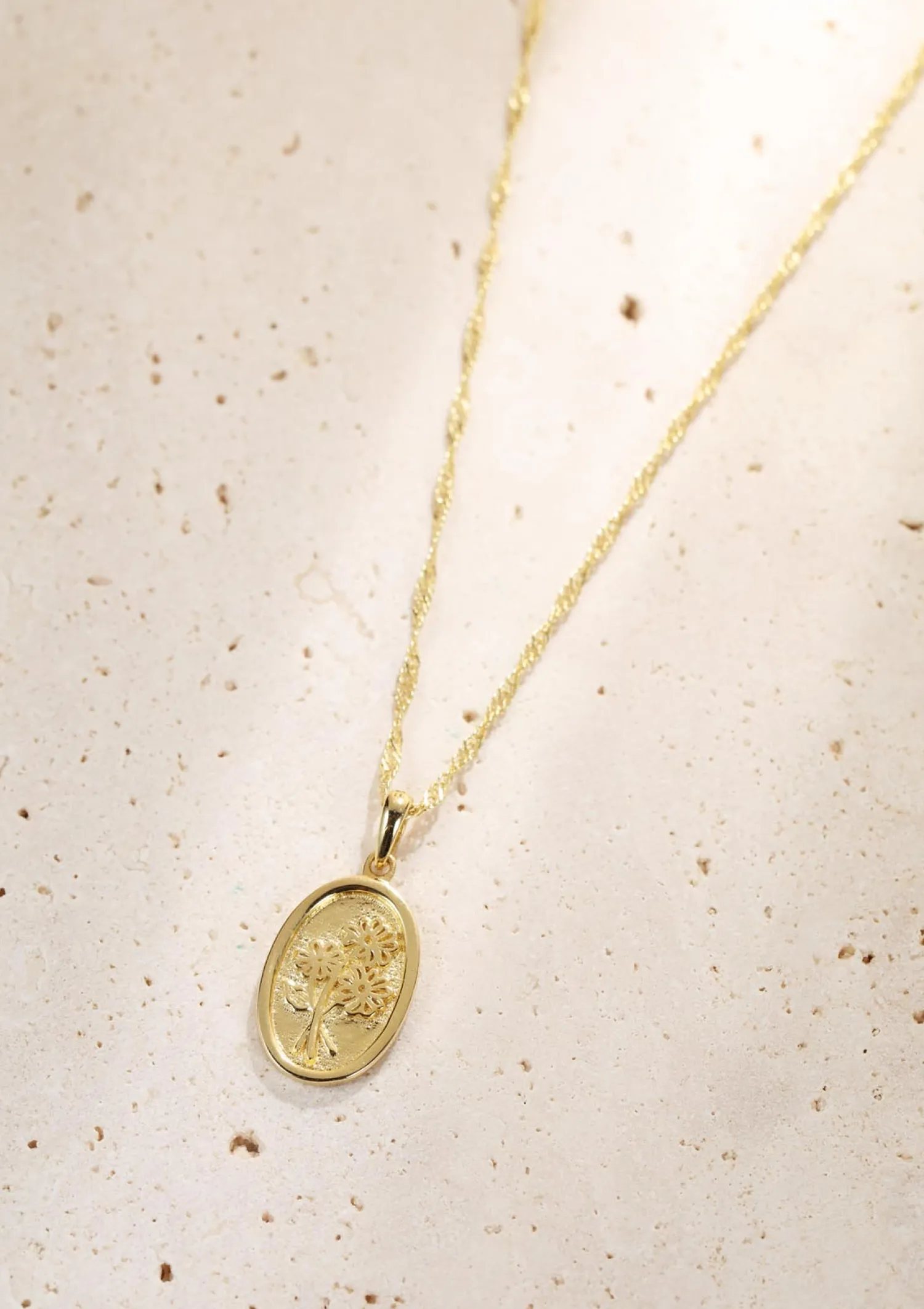 Filigrane Ketten | Hey Happiness Oval Gänseblümchen Kette Sterlingsilber in Gold