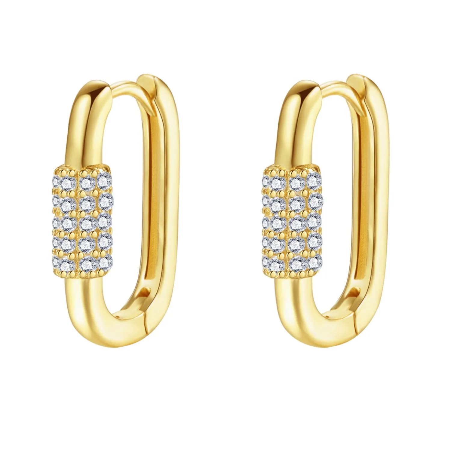 Huggie Ohrringe | Hey Happiness Oval Karabiner Huggie Ohrringe Sterlingsilber in Gold